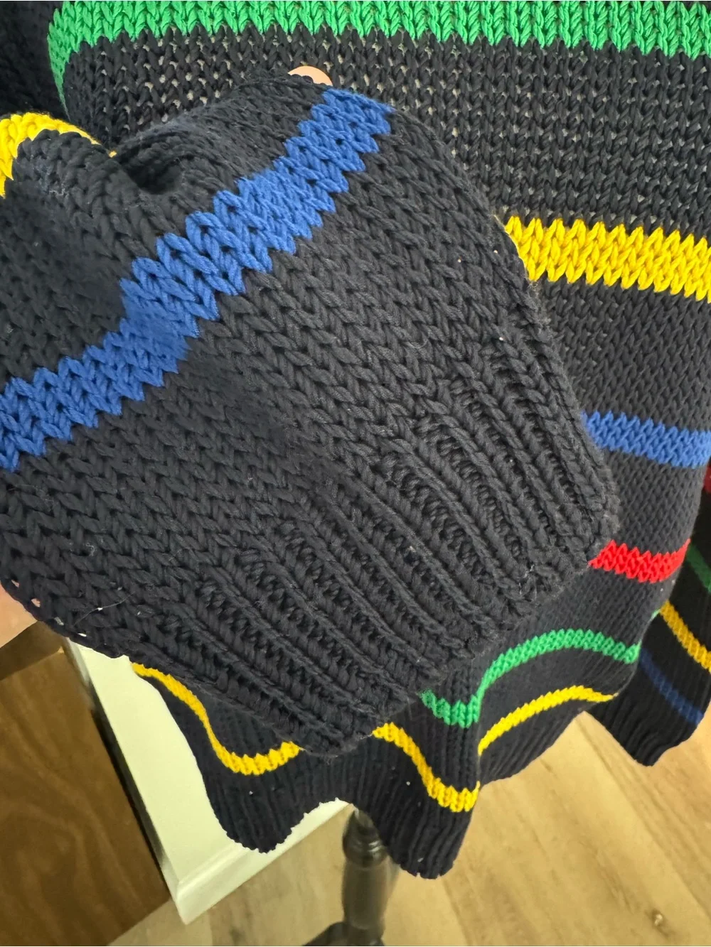 Ralph Lauren Navy Rollneck Sweater with Multicolor Stripes RARE NWOT - Picture 2 of 6